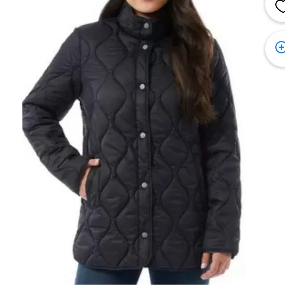 32 Degrees Women's Quilted Snap Jacket Black Coat